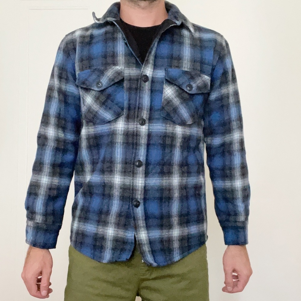 Pendleton CPO Men’s Long-Sleeve Plaid Wool Shirt Jacket Size Small Quilted